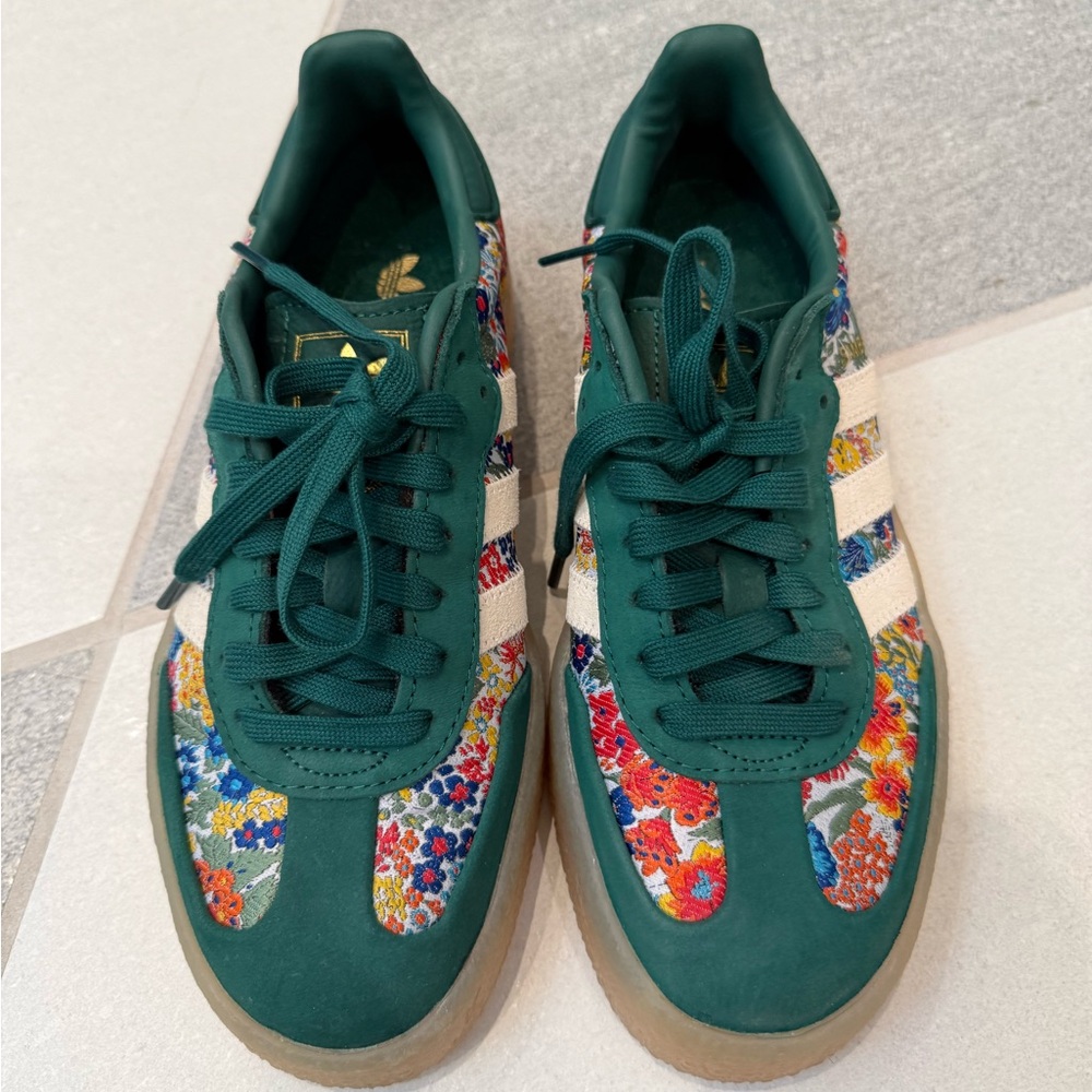 Adidas Liberty Sambae Green Floral Pattern Sneakers - Picture 2 of 4